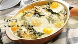  Presentation with baking - Slides having baking-dish-with-delicious-cooked background and a blonde colored foreground