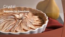  Presentation with pear - Colorful slide deck enhanced with baking-dish-with-tasty-pear backdrop and a coral colored foreground