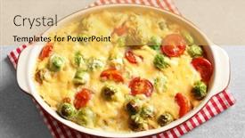  Presentation with brussel - PPT theme featuring baking dish with yummy brussel sprouts casserole on table background and a yellow colored foreground