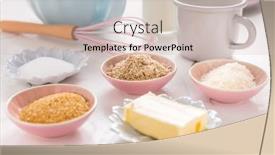  Presentation with baking utensils - Slide set enhanced with baking-ingredients-and-kitchen-utensils background and a soft green colored foreground