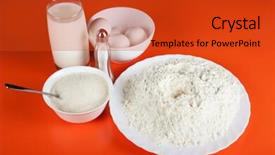  Presentation with baking - PPT layouts featuring baking ingredients eggs flour sugar salt and milk background and a red colored foreground