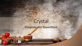  Presentation with food preparation - Slides having baking ingredients placed on wooden background and a mint green colored foreground