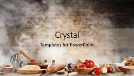  Presentation with food preparation - Presentation theme having baking ingredients placed on wooden background and a mint green colored foreground