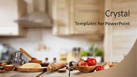  Presentation with pizza - Amazing presentation theme having baking ingredients placed on wooden backdrop and a coral colored foreground