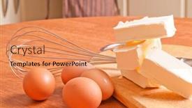  Presentation with baking cake - Amazing PPT theme having baking-ingredients-with-eggbeater backdrop and a  colored foreground