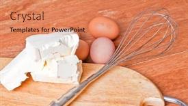  Presentation with baking cake - PPT theme with baking-ingredients-with-eggbeater background and a  colored foreground