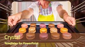  Presentation with inside ouut - Slides with baking macarons in the oven background and a tawny brown colored foreground