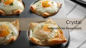  Presentation with mold - PPT layouts with baking mold with tasty eggs background and a coral colored foreground