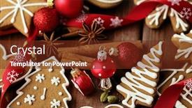  Presentation with christmas baking - Colorful slide set enhanced with baking-of-christmas-cookies-decorative backdrop and a tawny brown colored foreground