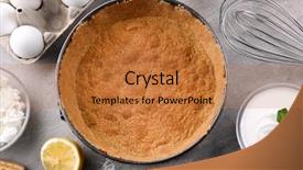  Presentation with baking cake - Slide deck consisting of baking pan and ingredients background and a red colored foreground