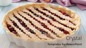  Presentation with baking - Slide set with baking-pan-with-unbaked-cherry background and a coral colored foreground