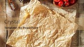  Presentation with parchment paper - PPT theme featuring baking-paper-with-food-ingredients background and a coral colored foreground