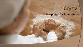  Presentation with baking - Theme consisting of baking-process-closeup-baker-hands background and a coral colored foreground