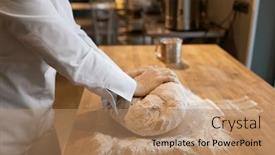  Presentation with process - Presentation theme enhanced with baking-process-closeup-baker-hands background and a coral colored foreground