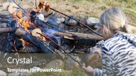  Presentation with sausages - Theme enhanced with baking-sausages-at-a-scout background and a gray colored foreground