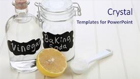  Presentation with baking soda - PPT layouts consisting of baking soda vinegar and lemon background and a sky blue colored foreground