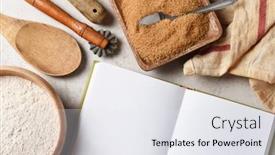  Presentation with baking utensils - Presentation theme with baking-still-life-an-open background and a sky blue colored foreground