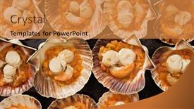  Presentation with baking - Audience pleasing slide deck consisting of baking-tray-of-scallops-cooked backdrop and a gold colored foreground