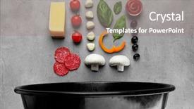  Presentation with baking - PPT theme consisting of raw pizza ingredients and baking background and a gray colored foreground