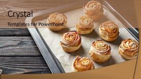  Presentation with puff pastry - Amazing slide set having baking tray with apple roses backdrop and a coral colored foreground