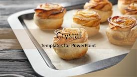  Presentation with puff pastry - PPT layouts enhanced with baking tray with apple roses background and a  colored foreground