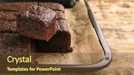  Presentation with baking cake - Slide deck enhanced with baking tray with delicious chocolate cake on wooden table background and a tawny brown colored foreground