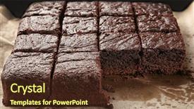  Presentation with baking cake - Presentation theme enhanced with baking tray with delicious chocolate cake on wooden table background and a tawny brown colored foreground