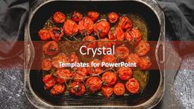  Presentation with baking - Presentation design consisting of baking-tray-with-roasted-cherry background and a  colored foreground