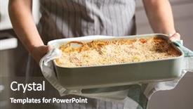  Presentation with food lasagna - Audience pleasing slide set consisting of baking tray with spinach lasagna backdrop and a tawny brown colored foreground