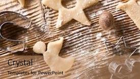  Presentation with baking utensils - Beautiful PPT theme featuring baking utensils spices and food ingredients on wooden background with copy space backdrop and a coral colored foreground