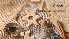  Presentation with baking utensils - Slide deck with baking utensils spices and food ingredients on wooden background with copy space background and a coral colored foreground