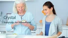  Presentation with grandma - PPT theme with baking with grandma background and a sky blue colored foreground