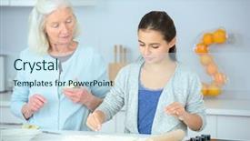  Presentation with grandma - Beautiful PPT theme featuring baking with grandma backdrop and a sky blue colored foreground