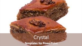  Presentation with walnut - PPT layouts with baklava-with-walnut-sweet-food background and a tawny brown colored foreground
