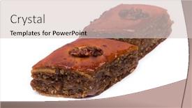  Presentation with walnut - Theme having baklava-with-walnut-sweet-food background and a lemonade colored foreground