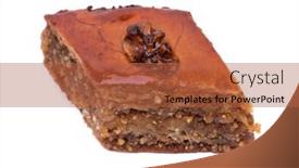 Presentation with walnut - Audience pleasing PPT theme consisting of baklava-with-walnut-sweet-food backdrop and a red colored foreground