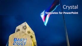  Presentation with brand logo - Cool new PPT layouts with baku-azerbaijan-31-december-2017 backdrop and a navy blue colored foreground