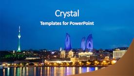  Presentation with night - Presentation theme having baku azerbaijan at caspian sea background and a gray colored foreground