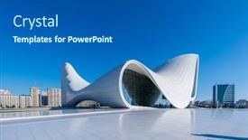  Presentation with award - Beautiful presentation design featuring baku-december-27-heydar-aliyev backdrop and a dark gray colored foreground