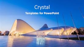  Presentation with award - Presentation design consisting of baku-july-20-heydar-aliyev background and a cobalt blue colored foreground