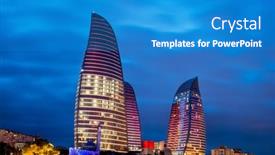  Presentation with towers - Colorful PPT theme enhanced with baku-march-9-2014-flame backdrop and a teal colored foreground