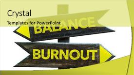  Presentation with burnout - Cool new slides with goal therapy - balance - burnout crossroad isolated backdrop and a yellow colored foreground