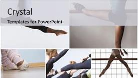  Presentation with ballet - Cool new PPT theme with balance bar - collage of fit women practicing backdrop and a light gray colored foreground