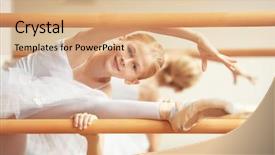  Presentation with folk dance in us - Audience pleasing PPT layouts consisting of balance bar - young beautiful ballerina posing backdrop and a coral colored foreground