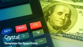  Presentation with accounting budget - Beautiful PPT layouts featuring balance budget - calculator and few hundred dollars backdrop and a ocean colored foreground