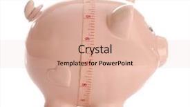  Presentation with budget - Colorful PPT theme enhanced with balance budget - pink piggy bank with measuring backdrop and a coral colored foreground