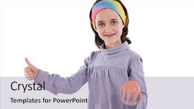  Presentation with orange curve - Presentation with balance diet kids - adorable girl with one orange background and a light blue colored foreground