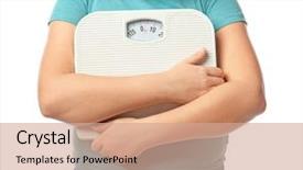  Presentation with balance diet - Cool new theme with balance diet kids - overweight boy with scales backdrop and a coral colored foreground