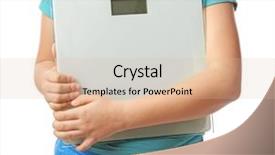  Presentation with tilted scales - Slide deck featuring balance diet kids - overweight boy with scales background and a lemonade colored foreground