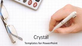  Presentation with balance - Cool new PPT theme with balance due - close up of a calculator backdrop and a sky blue colored foreground